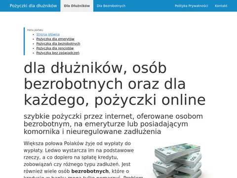 Pozyczkidladluznikow.pl dla bezrobotnych