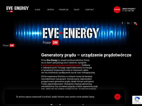 Eve Energy agregaty prądotwórcze wynajem i usługi